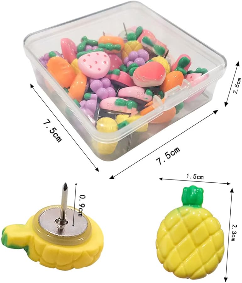 Cute Cartoon Fruit Push Pins 30PCS Resin Thumb Tacks For Bulletin Board Decor - Image 4